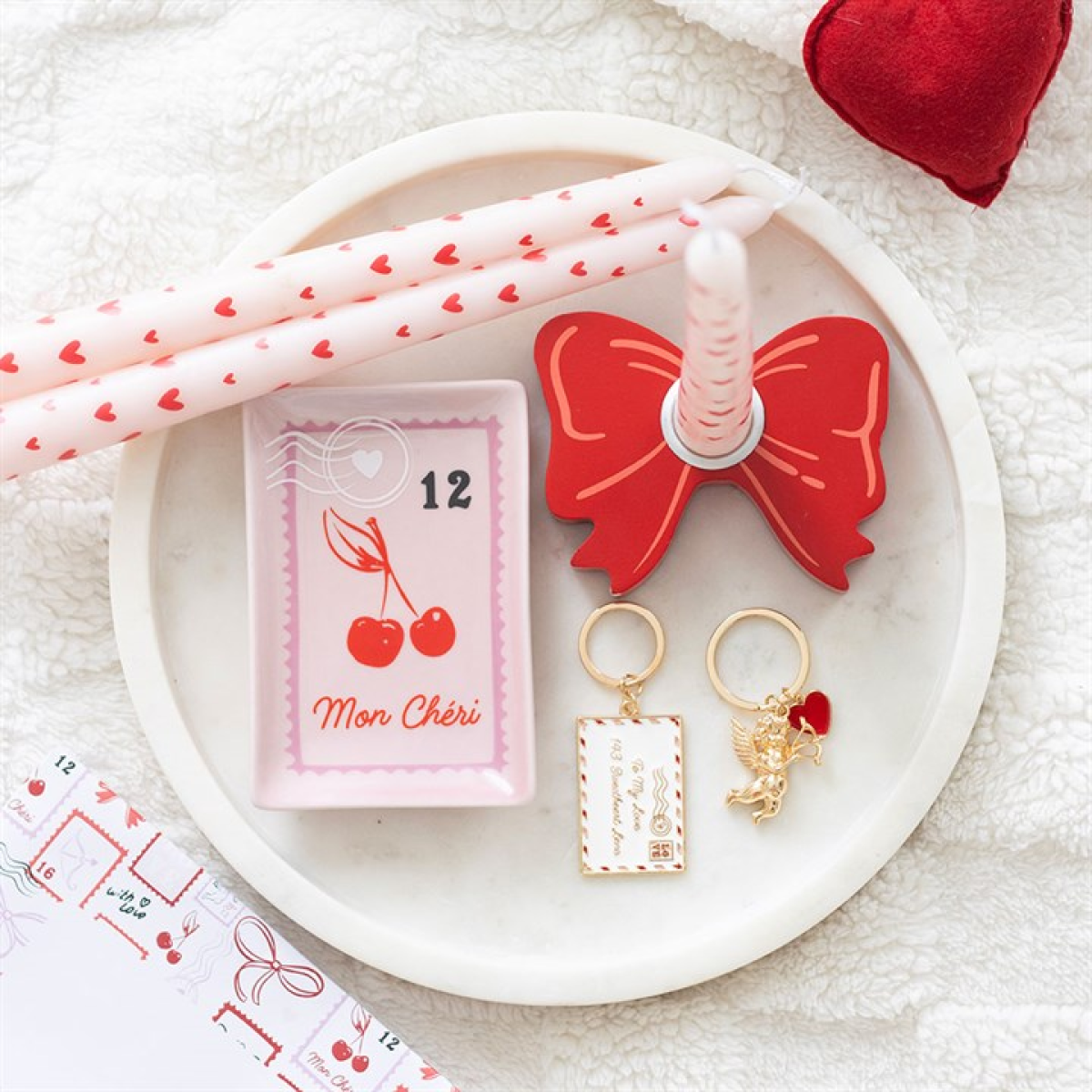 Set of 3 Love Heart Taper Candles
