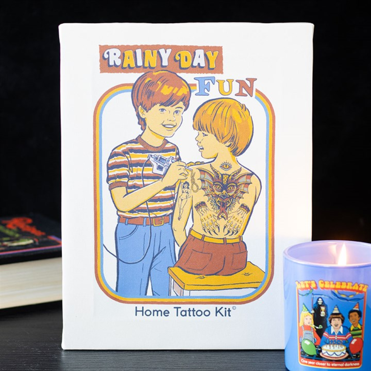 19x25cm Rainy Day Fun Canvas Plaque by Steven Rhodes